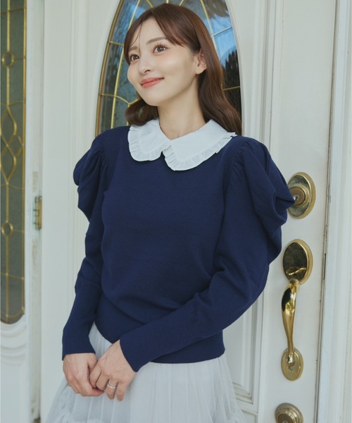 ORGUE(オルグ)の「Puff Sleeve polo Knit/パフスリーブポロニット(カーディガン/ボレロ・レディース・グレー/アイボリー/バーガンディー/ネイビー・FREE)」の22枚目の写真