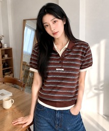 【GENERAL IDEA】ストライプカラー ハーフニット / STRIPE COLLAR HALF KNIT
