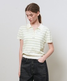 【GENERAL IDEA】ストライプカラー ハーフニット / STRIPE COLLAR HALF KNIT
