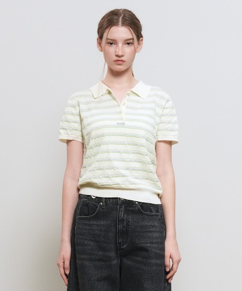 GENERAL IDEA(ジェネラルアイデア)の「【GENERAL IDEA】ストライプカラー ハーフニット / STRIPE COLLAR HALF KNIT(ニット/セーター・レディース・ネイビー/ブラウン/アイボリー・S/M/L)」の4枚目の写真