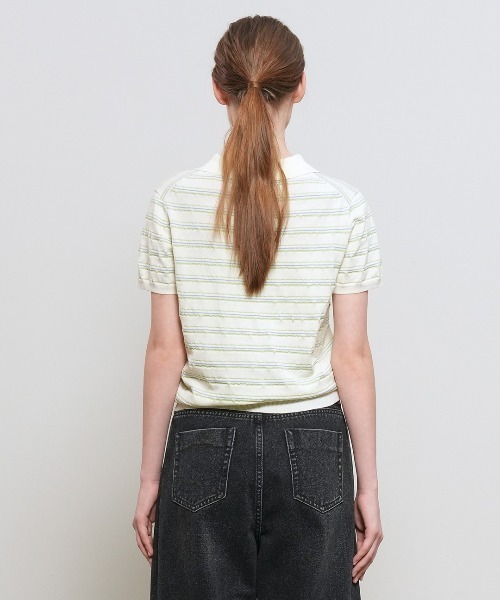 GENERAL IDEA(ジェネラルアイデア)の「【GENERAL IDEA】ストライプカラー ハーフニット / STRIPE COLLAR HALF KNIT(ニット/セーター・レディース・ネイビー/ブラウン/アイボリー・S/M/L)」の6枚目の写真