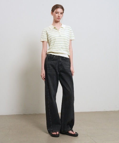 GENERAL IDEA(ジェネラルアイデア)の「【GENERAL IDEA】ストライプカラー ハーフニット / STRIPE COLLAR HALF KNIT(ニット/セーター・レディース・ネイビー/ブラウン/アイボリー・S/M/L)」の7枚目の写真