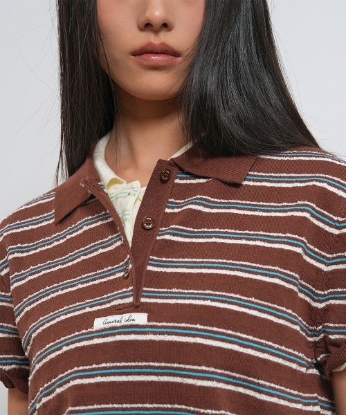 GENERAL IDEA(ジェネラルアイデア)の「【GENERAL IDEA】ストライプカラー ハーフニット / STRIPE COLLAR HALF KNIT(ニット/セーター・レディース・ネイビー/ブラウン/アイボリー・S/M/L)」の12枚目の写真