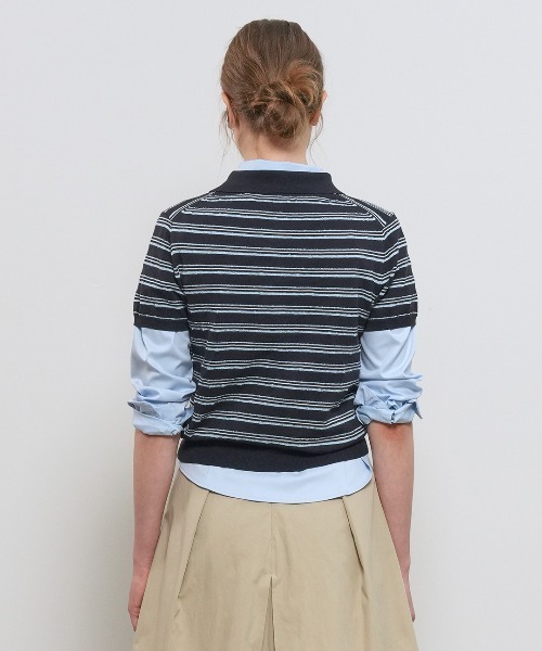 GENERAL IDEA(ジェネラルアイデア)の「【GENERAL IDEA】ストライプカラー ハーフニット / STRIPE COLLAR HALF KNIT(ニット/セーター・レディース・ネイビー/ブラウン/アイボリー・S/M/L)」の20枚目の写真