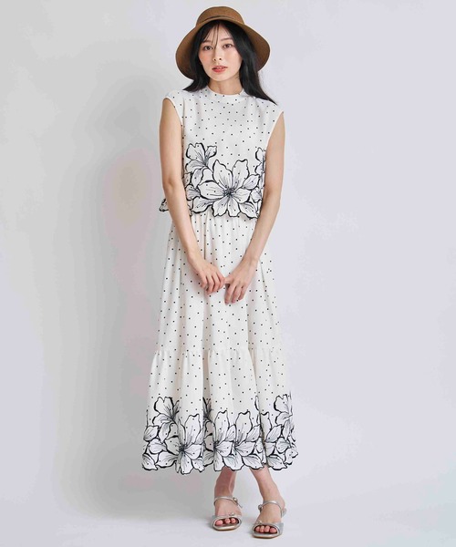 NOELA(ノエラ)の「フラワー刺繍フレアスカート(スカート・レディース・オフホワイト/ベージュ・S/M)」の22枚目の写真