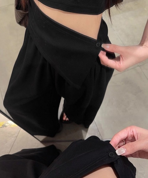Miniministore(ミニミニストア)の「クロップド丈トップス ワイドパンツセット(セットアップ・レディース・ブラック/グレー・M/L)」の12枚目の写真