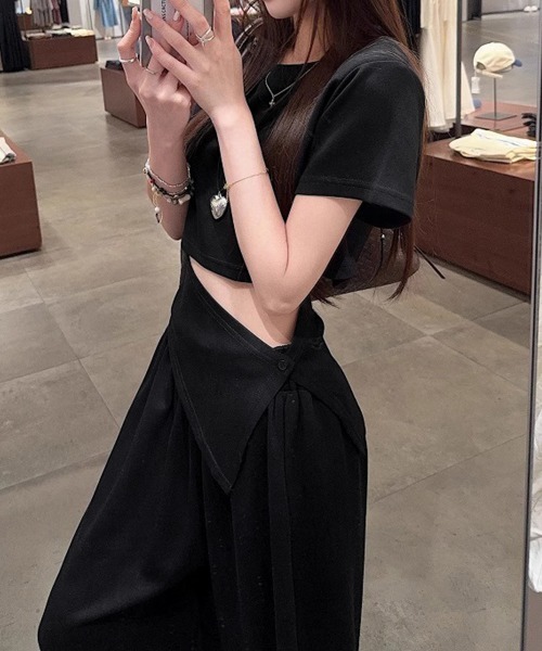 Miniministore(ミニミニストア)の「クロップド丈トップス ワイドパンツセット(セットアップ・レディース・ブラック/グレー・M/L)」の18枚目の写真