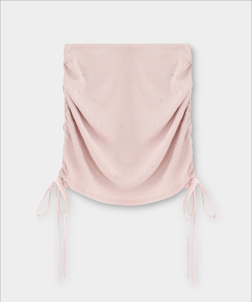 M me eme(エムミーエメ)の「Side ribbon drost bijou mini skirt(eme10703)(スカート・レディース・ブラック・FREE)」の3枚目の写真