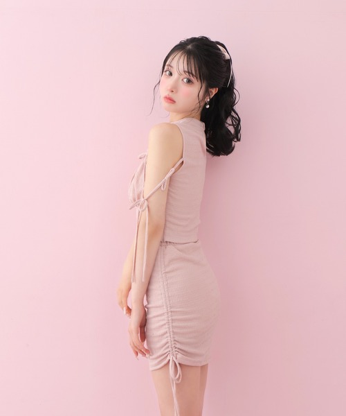 M me eme(エムミーエメ)の「Side ribbon drost bijou mini skirt(eme10703)(スカート・レディース・ブラック・FREE)」の14枚目の写真