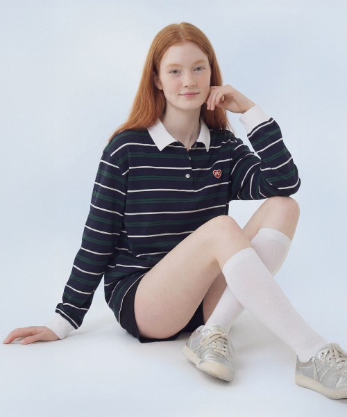 MASMARULEZ APPAREL(マスマルールズ アパレル)の「Multi Strip Collar Long Sleeve_Navy(ポロシャツ・レディース・ネイビー・ONE SIZE)」の8枚目の写真