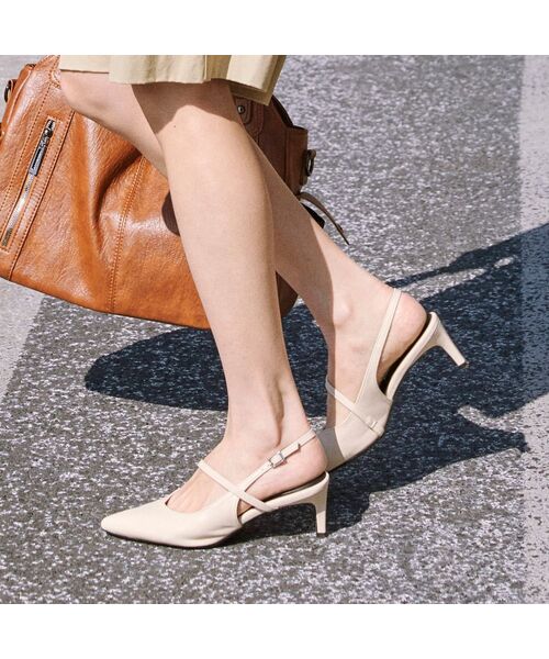 SPUR(シュプール)の「Voil Point toe スリングバックパンプス 6cm -VS8019 (3color)(サンダル・レディース・ピンク/ブラック/アイボリー・22.5cm/23.5cm/23cm/24.5cm/24cm/25cm)」の1枚目の写真
