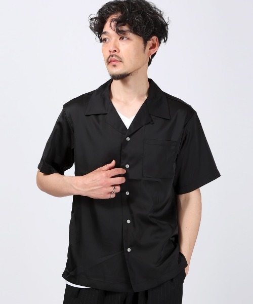 LUXSTYLE(ラグスタイル)の「半袖開襟シャツ(シャツ/ブラウス・メンズ・ホワイト/ブラック・XL/L/M)」の4枚目の写真