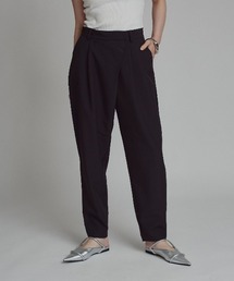 【W:Huku / シルキーサマーツイル】接触冷感 テーパード ラップ スラックス パンツ / Silky Summer Twill Tapered Wrap Pants