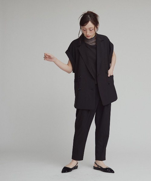 W:Huku(フーク)の「【W:Huku / シルキーサマーツイル】接触冷感 テーパード ラップ スラックス パンツ / Silky Summer Twill Tapered Wrap Pants(その他パンツ・レディース・ブラック/ベージュ/グレー・L/M)」の11枚目の写真