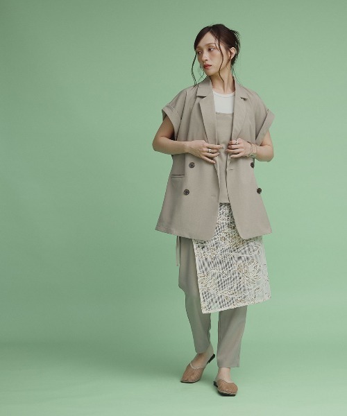 W:Huku(フーク)の「【W:Huku / シルキーサマーツイル】接触冷感 テーパード ラップ スラックス パンツ / Silky Summer Twill Tapered Wrap Pants(その他パンツ・レディース・ブラック/ベージュ/グレー・L/M)」の13枚目の写真