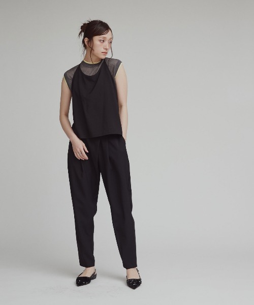 W:Huku(フーク)の「【W:Huku / シルキーサマーツイル】接触冷感 テーパード ラップ スラックス パンツ / Silky Summer Twill Tapered Wrap Pants(その他パンツ・レディース・ブラック/ベージュ/グレー・L/M)」の14枚目の写真