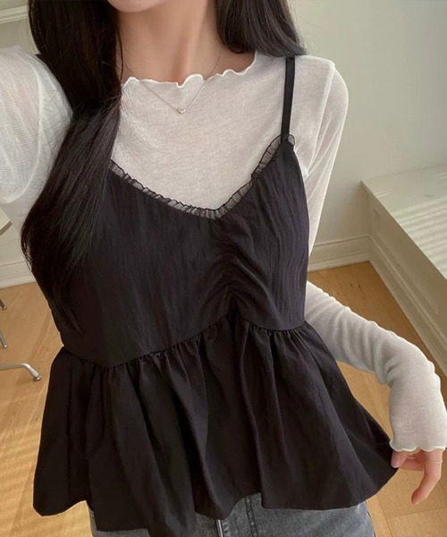 Girly Doll(ガーリードール)の「メロウフリル長袖カットソー(Tシャツ/カットソー・レディース・ホワイト/ピンク/ブルー/ブラック・FREE)」の9枚目の写真