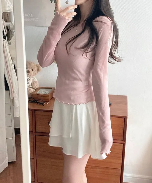 Girly Doll(ガーリードール)の「メロウフリル長袖カットソー(Tシャツ/カットソー・レディース・ホワイト/ピンク/ブルー/ブラック・FREE)」の11枚目の写真