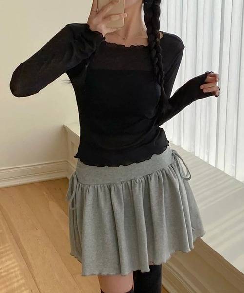 Girly Doll(ガーリードール)の「メロウフリル長袖カットソー(Tシャツ/カットソー・レディース・ホワイト/ピンク/ブルー/ブラック・FREE)」の17枚目の写真