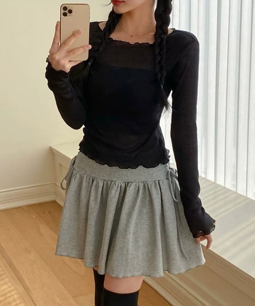 Girly Doll(ガーリードール)の「メロウフリル長袖カットソー(Tシャツ/カットソー・レディース・ホワイト/ピンク/ブルー/ブラック・FREE)」の18枚目の写真
