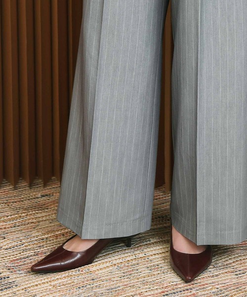 ELFRANK(エルフランク)の「ハイウエストピンストライプタックワイドパンツ(ウエストゴム)【洗える】(その他パンツ・レディース・グレー系その他/ベージュ系その他・L/M/S)」の10枚目の写真