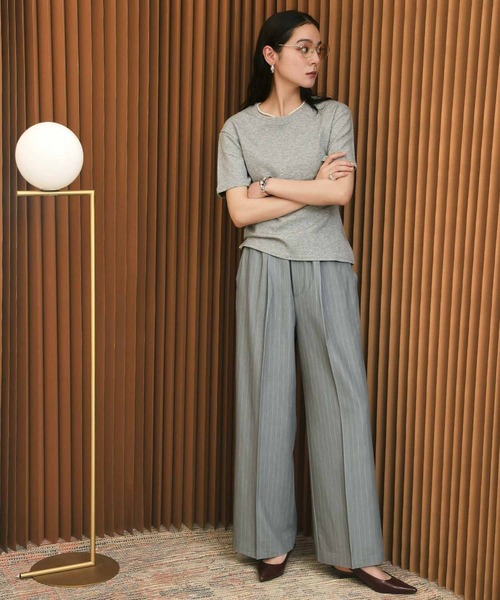 ELFRANK(エルフランク)の「ハイウエストピンストライプタックワイドパンツ(ウエストゴム)【洗える】(その他パンツ・レディース・グレー系その他/ベージュ系その他・L/M/S)」の11枚目の写真