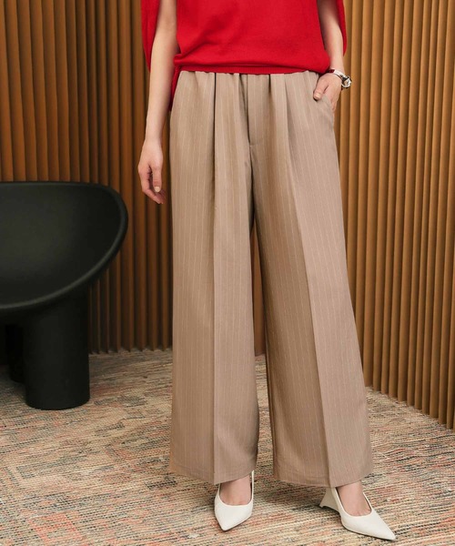 ELFRANK(エルフランク)の「ハイウエストピンストライプタックワイドパンツ(ウエストゴム)【洗える】(その他パンツ・レディース・グレー系その他/ベージュ系その他・L/M/S)」の15枚目の写真
