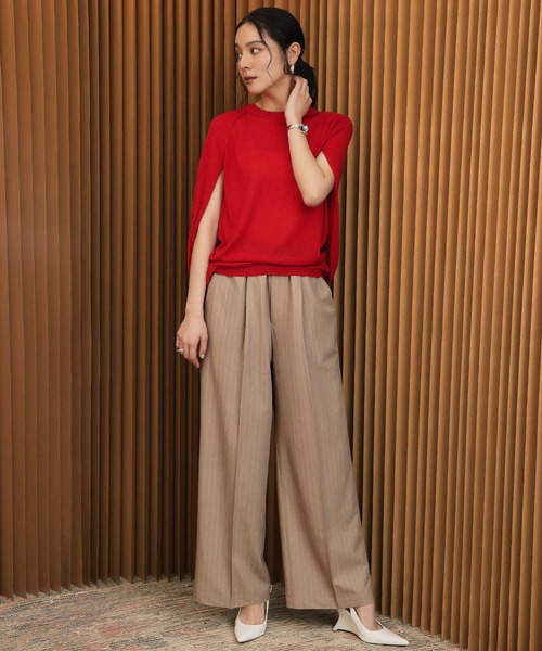 ELFRANK(エルフランク)の「ハイウエストピンストライプタックワイドパンツ(ウエストゴム)【洗える】(その他パンツ・レディース・グレー系その他/ベージュ系その他・L/M/S)」の17枚目の写真