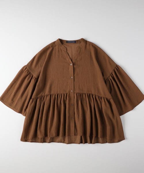 Right-on(ライトオン)の「HONEYSUCKLE ROSE(ハニーサックルローズ)シアーペプラムブラウス(シャツ/ブラウス・レディース・ブラック/ブラウン/オフホワイト・S/M/L)」の9枚目の写真