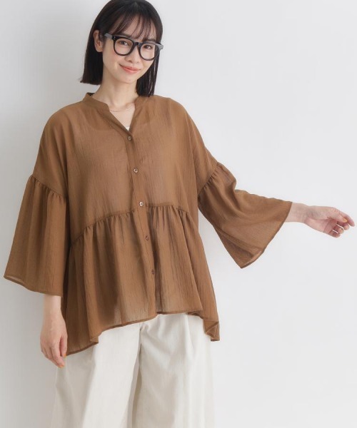 Right-on(ライトオン)の「HONEYSUCKLE ROSE(ハニーサックルローズ)シアーペプラムブラウス(シャツ/ブラウス・レディース・ブラック/ブラウン/オフホワイト・S/M/L)」の11枚目の写真