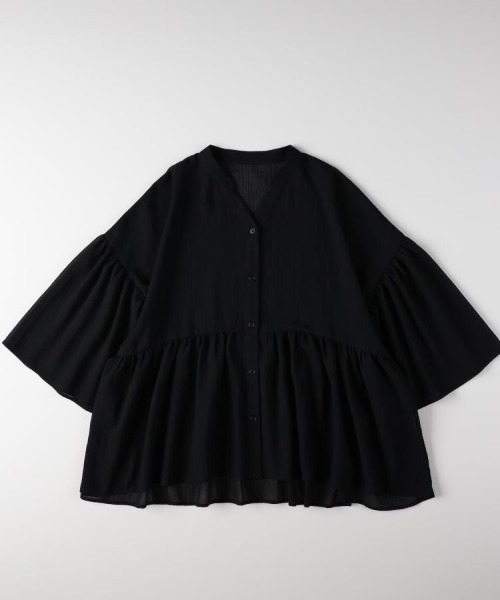 Right-on(ライトオン)の「HONEYSUCKLE ROSE(ハニーサックルローズ)シアーペプラムブラウス(シャツ/ブラウス・レディース・ブラック/ブラウン/オフホワイト・S/M/L)」の17枚目の写真
