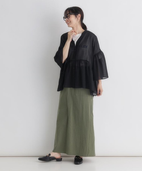 Right-on(ライトオン)の「HONEYSUCKLE ROSE(ハニーサックルローズ)シアーペプラムブラウス(シャツ/ブラウス・レディース・ブラック/ブラウン/オフホワイト・S/M/L)」の18枚目の写真