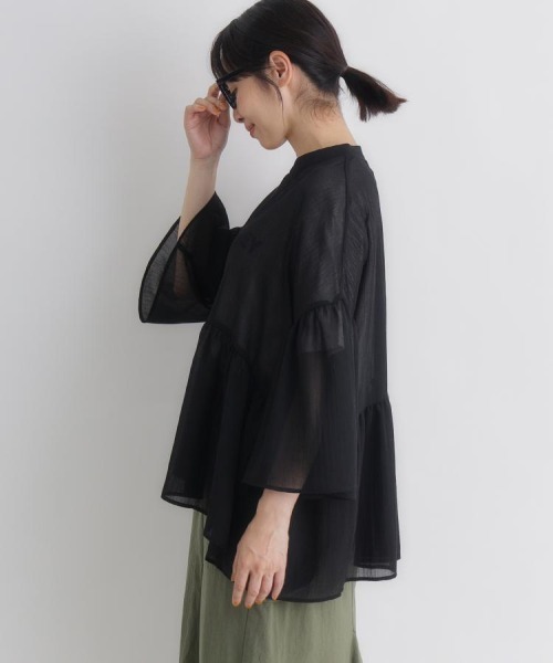 Right-on(ライトオン)の「HONEYSUCKLE ROSE(ハニーサックルローズ)シアーペプラムブラウス(シャツ/ブラウス・レディース・ブラック/ブラウン/オフホワイト・S/M/L)」の20枚目の写真