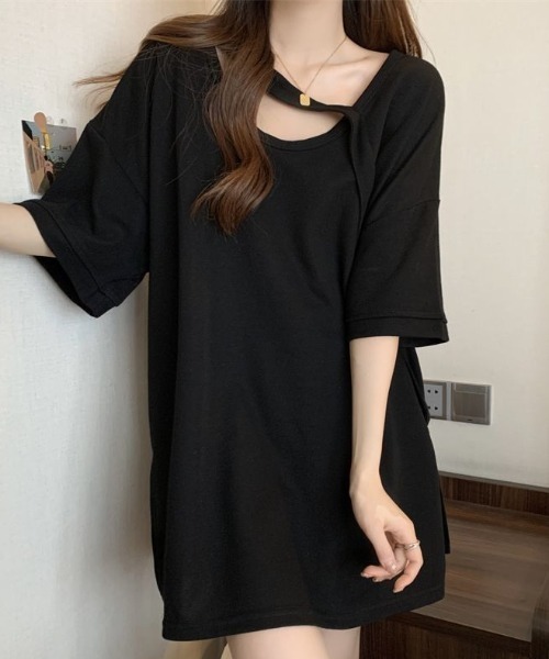 deux amour(ドゥーザムール)の「アシメデザインBIG Tシャツ(Tシャツ/カットソー・レディース・ホワイト/ブラック/ベージュ/ピンク/パープル・FREE)」の13枚目の写真