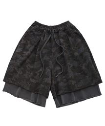 VINTAGE CAMO LAYERED 1/2 PANTS (Charcoal)
