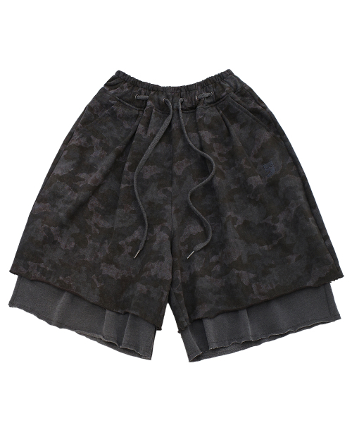 A NOTHING(アナッシング)の「VINTAGE CAMO LAYERED 1/2 PANTS (Charcoal)(その他パンツ・レディース・その他・MEDIUM/LARGE)」の1枚目の写真