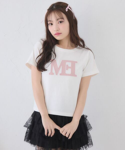ems excite(エムズエキサイト)の「キルティングロゴTシャツ(Tシャツ/カットソー・レディース・ブルー/オフホワイト/ブラック・FREE)」の4枚目の写真