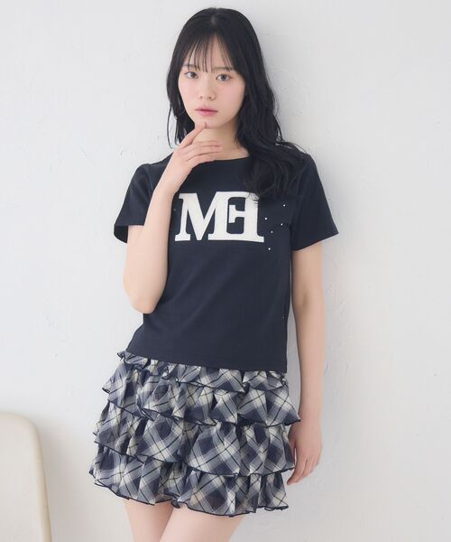 ems excite(エムズエキサイト)の「キルティングロゴTシャツ(Tシャツ/カットソー・レディース・ブルー/オフホワイト/ブラック・FREE)」の12枚目の写真
