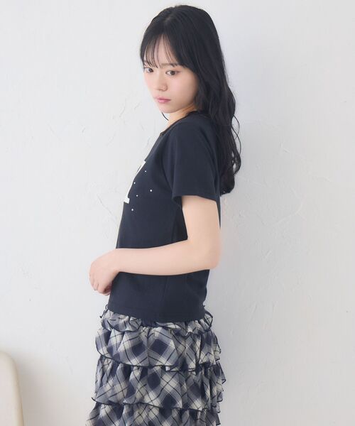 ems excite(エムズエキサイト)の「キルティングロゴTシャツ(Tシャツ/カットソー・レディース・ブルー/オフホワイト/ブラック・FREE)」の13枚目の写真