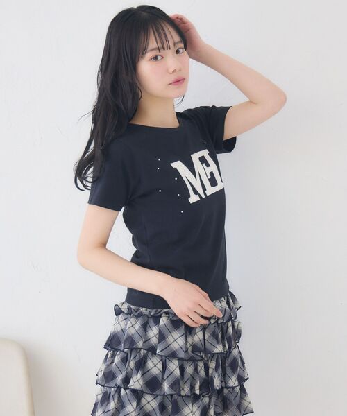 ems excite(エムズエキサイト)の「キルティングロゴTシャツ(Tシャツ/カットソー・レディース・ブルー/オフホワイト/ブラック・FREE)」の15枚目の写真