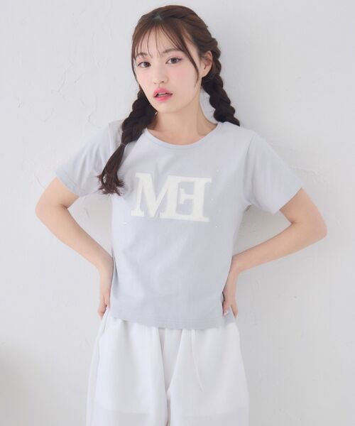 ems excite(エムズエキサイト)の「キルティングロゴTシャツ(Tシャツ/カットソー・レディース・ブルー/オフホワイト/ブラック・FREE)」の20枚目の写真