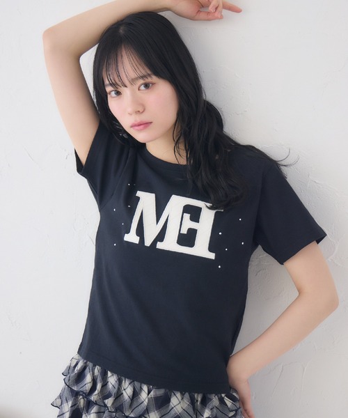 ems excite(エムズエキサイト)の「キルティングロゴTシャツ(Tシャツ/カットソー・レディース・ブルー/オフホワイト/ブラック・FREE)」の3枚目の写真