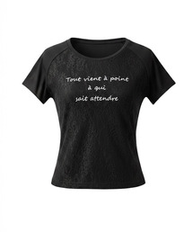 レース重ねプリントロゴTシャツ