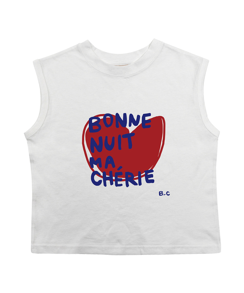 BEACHESAND CREAM KIDS(ビーチスアンドクリームキッズ)の「ボネットハート 袖なしTシャツ-ホワイト(Bonnet Sleeveless T white)(Tシャツ/カットソー・レディース・ホワイト・SMALL/MEDIUM/LARGE)」の1枚目の写真