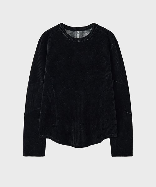 NOIRER（ノイア）の「ツートンベルベットリブストラクチャーティーシャツ（ブラック）（スウェット・メンズ・その他・48/50/52）」の2枚目の写真