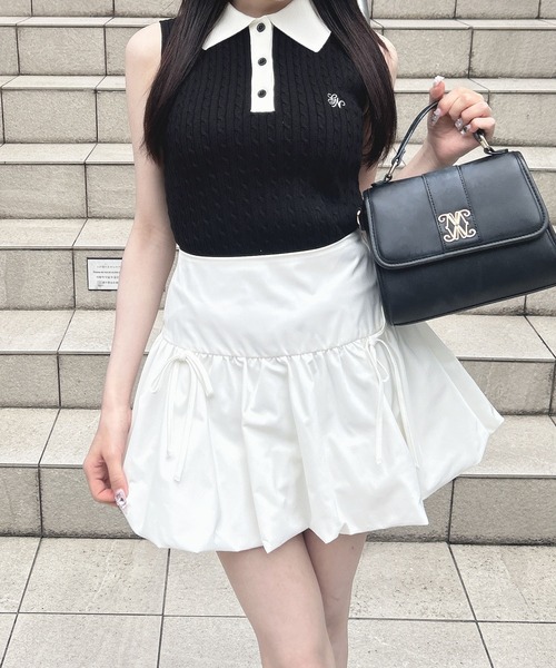 INGNI(イング)の「襟配色ノースリポロニット(ニット/セーター・レディース・ブラック×ホワイト/アイボリー系3/ピンク系2・M)」の5枚目の写真