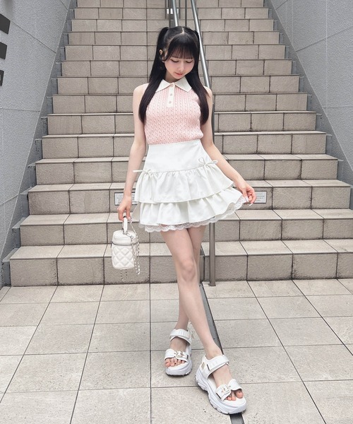 INGNI(イング)の「襟配色ノースリポロニット(ニット/セーター・レディース・ブラック×ホワイト/アイボリー系3/ピンク系2・M)」の20枚目の写真