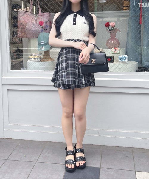 INGNI(イング)の「襟配色ノースリポロニット(ニット/セーター・レディース・ブラック×ホワイト/アイボリー系3/ピンク系2・M)」の15枚目の写真