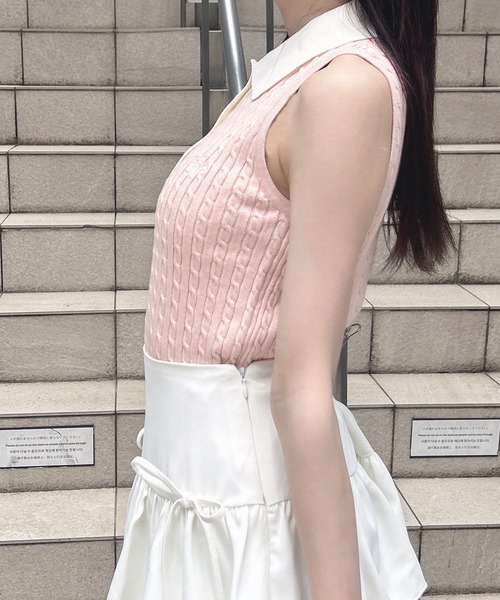INGNI(イング)の「襟配色ノースリポロニット(ニット/セーター・レディース・ブラック×ホワイト/アイボリー系3/ピンク系2・M)」の17枚目の写真