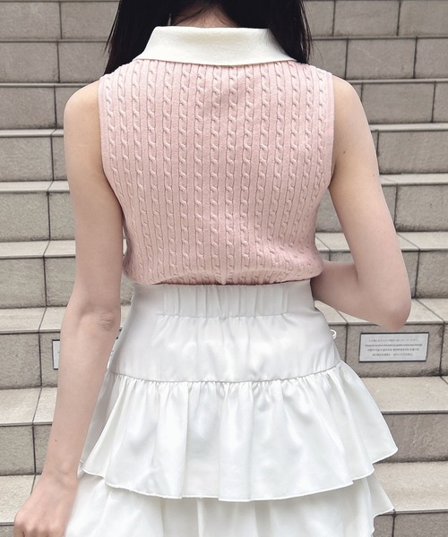 INGNI(イング)の「襟配色ノースリポロニット(ニット/セーター・レディース・ブラック×ホワイト/アイボリー系3/ピンク系2・M)」の18枚目の写真